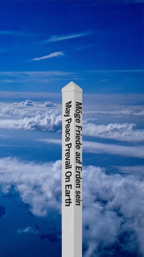 Wallpaper Peace Pole Clouds English German (phone)