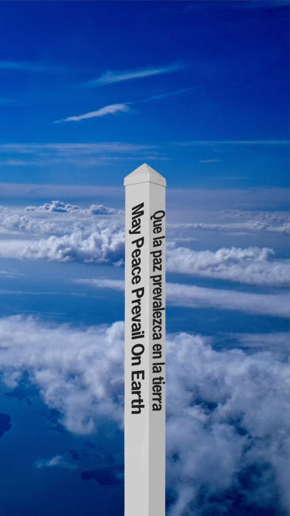 Wallpaper Peace Pole Clouds English Spanish (phone)