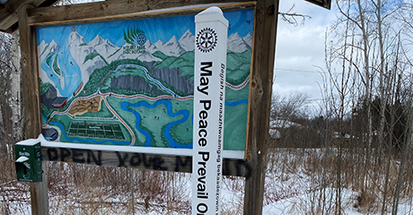 Peace Pole brings great hope during Covid times in Sudbury, Ontario, CANADA