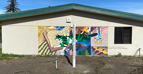 Peace Poles for Schools project;  Peace Pole at Calistoga Elementary, Sonoma, California-USA
