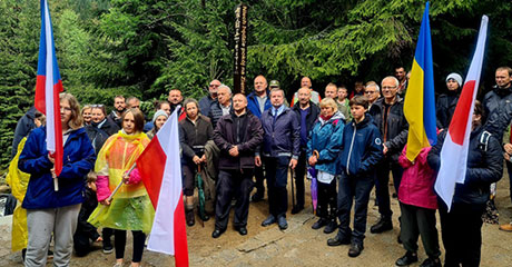 Peace March and Peace Pole dedication in Karkonosze Mountain in POLAND   