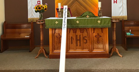 Installation and dedication of a Peace Pole on the Zion Lutheran Church property in Bashaw, Alberta, CANADA