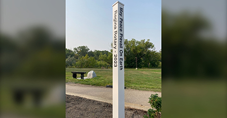 New Peace Pole unveiled in Regina’s Rotary Park in Regina, Saskatchewan, CANADA