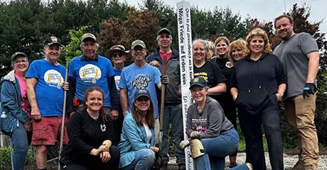 Peace Pole at Warwick memorial garden at Winslow Riding Center, Warwick, NY, USA