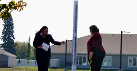 Peace Pole unveiled at Rose Garden Hospice in Prince Albert, Saskatchewan, Canada