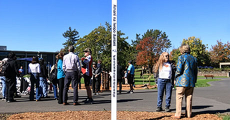 Peace Pole, Hiroshima Trees unveiled at SSU, Sonoma County, California, USA