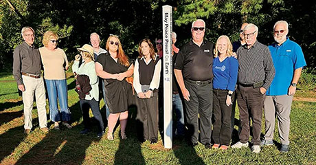 Peace Pole dedicated at Harmon Park, Elizabethton, Tennessee, USA