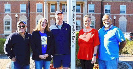 Rotary Club formally Unveils Peace Pole at Fairfield Hills Campus, Newtown, Connecticut,  USA
