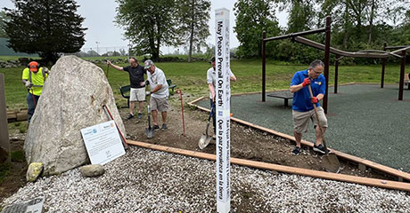 Masuk Interact Club, installs Peace Pole at Wolfe Park, Monroe, Connecticut, USA