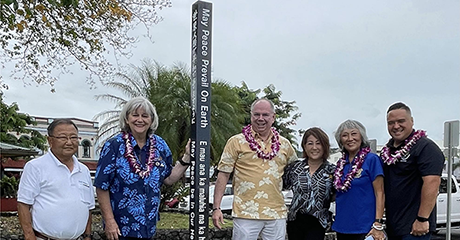 Our Centennial Peace Pole Installed at Mo’Oheau Park, Hilo, Hawaii, USA