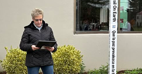 Peace Pole at Glencoe High School, Hillsboro, Oregon, USA