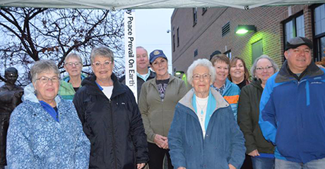 Ligonier Rotarians dedicate first of three Peace Poles, Ligonier, Pennsylvania, USA