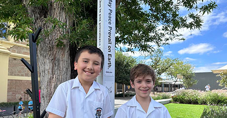 Peace Pole installed at Blackfriars Catholic School, South Australia.